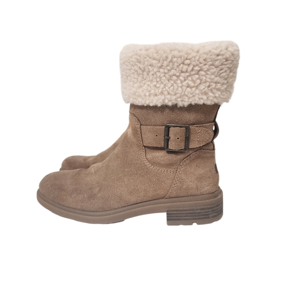UGG Harrison Cuff Tan Side Zip Boots Size 6